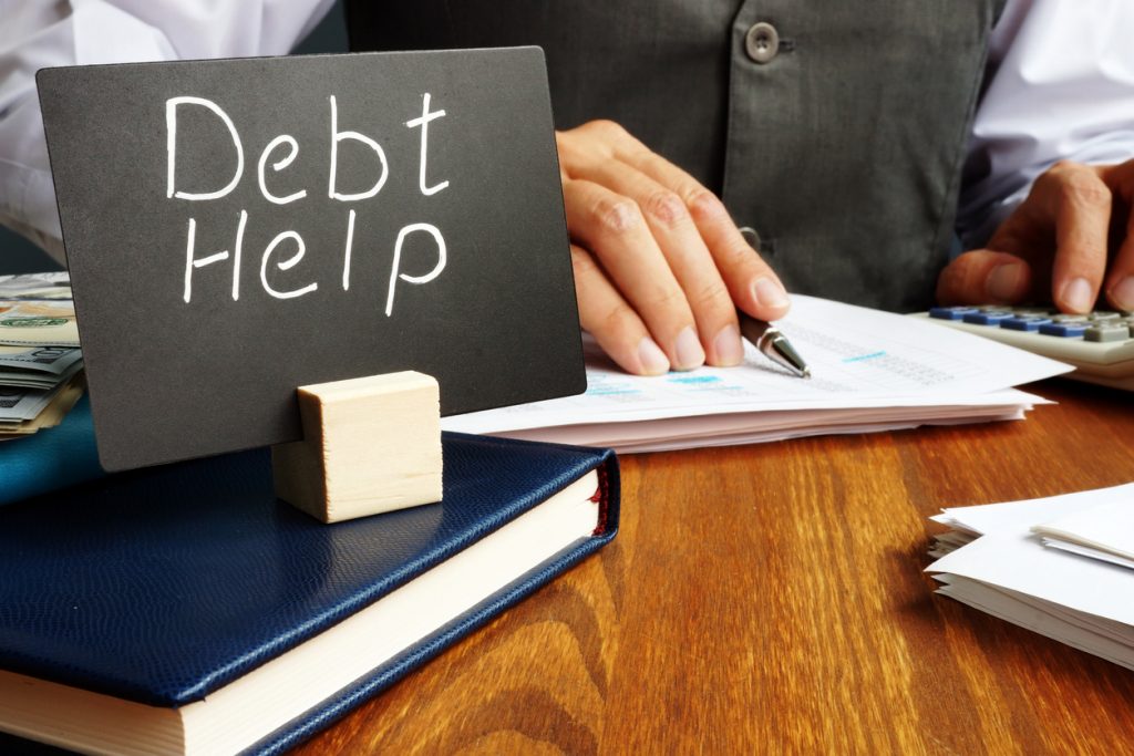 Debt help sign
