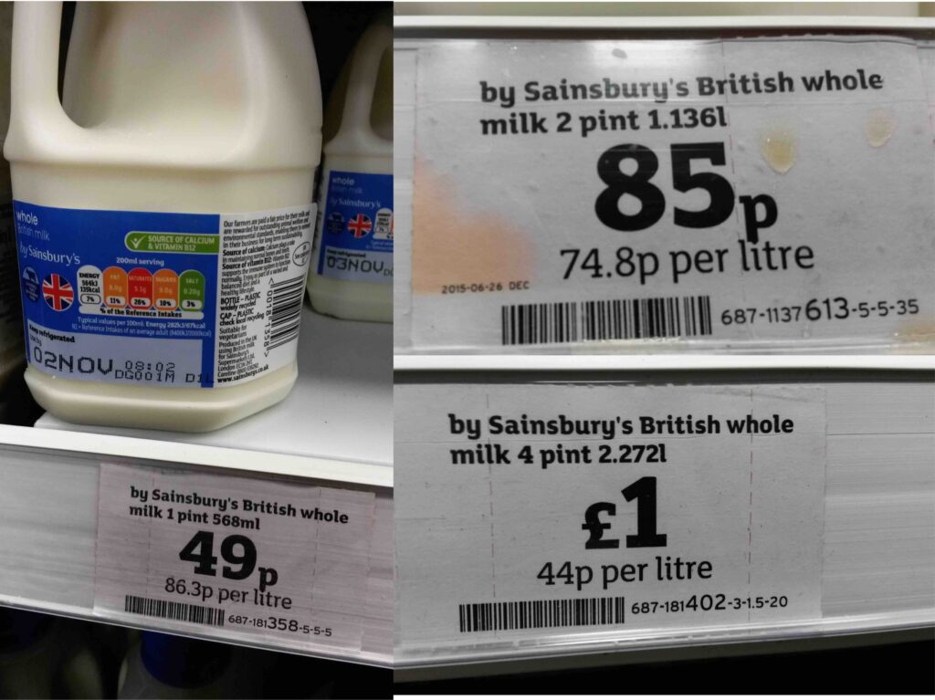 Collage of milk prices